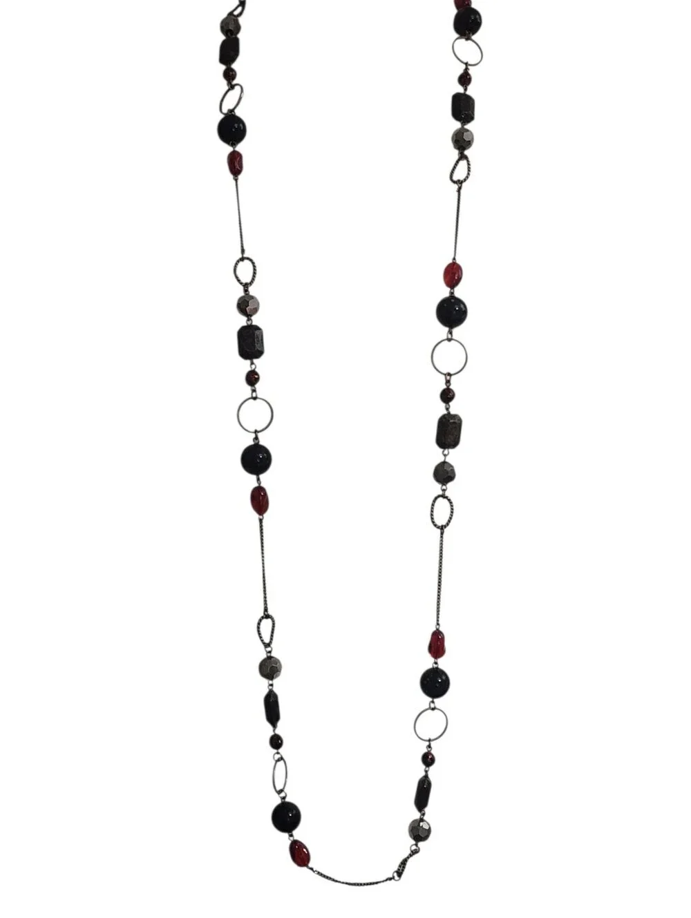 Lia Sophia Bronze Necklace Multi Color Faceted Beaded Red Black